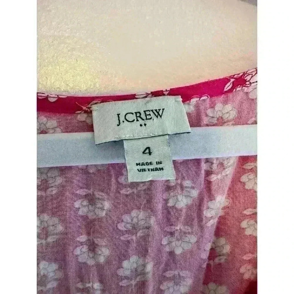 J. Crew 100% Viscose Pink Floral V-Neck Midi Dress Size 4 - Picture 5 of 7